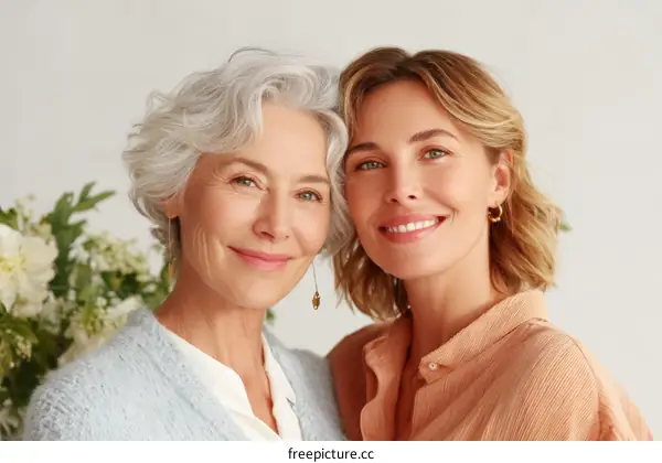 Two women smiling warmly together