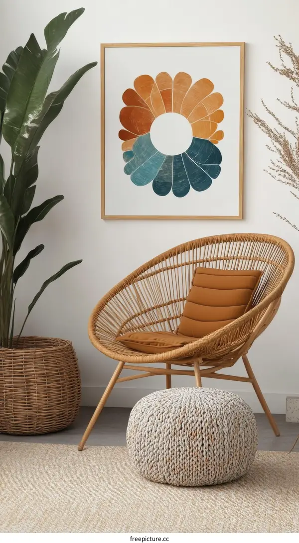 Abstract Circular Art Print in Warm Colors