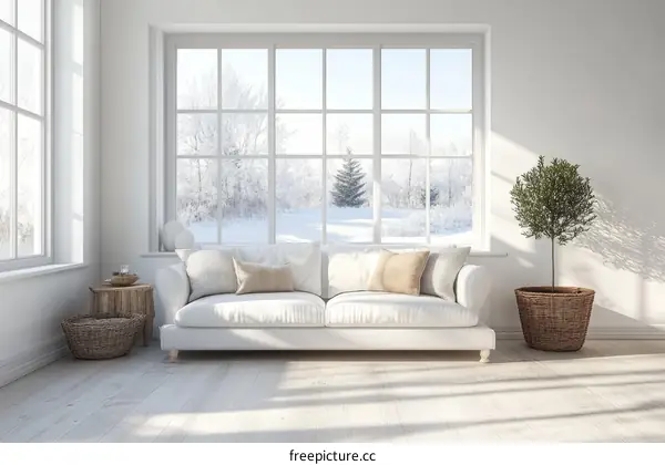 Winter Cozy Living Room Scene Illustration