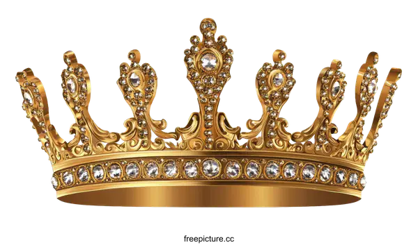 [Transparent Background PNG]Golden Crown with Precious Stones