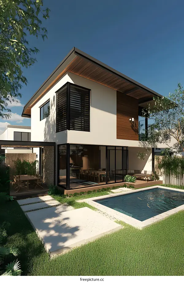 Modern Home with Swimming Pool and Patio