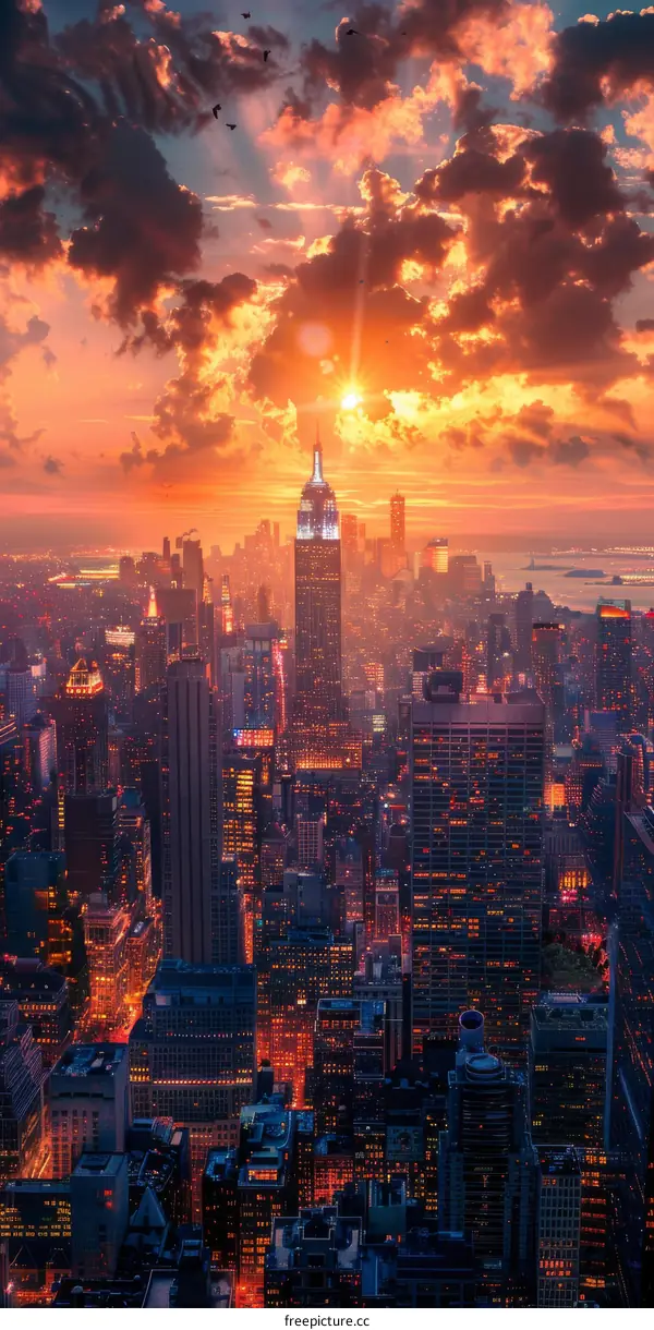 New York City Skyline at Sunset