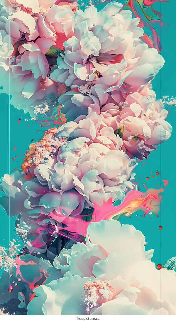 Abstract Floral Art With Pink And Blue Tones