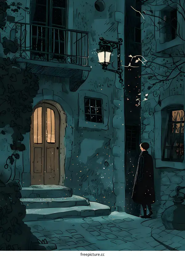 A Woman Standing in a Dark Alleyway at Night