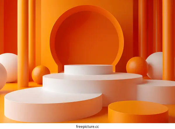 Orange 3D podium product display background