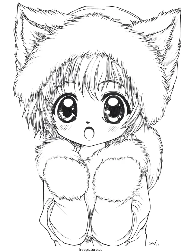 Cute Anime Girl In Furry Hat