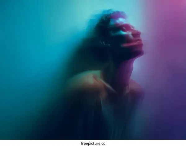 Abstract Neon Portrait of a Man