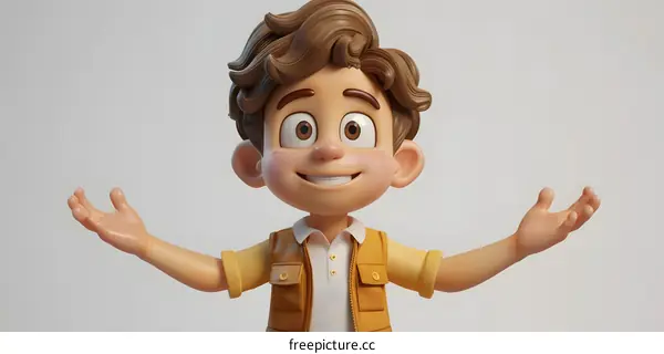 cute 3d cartoon boy character