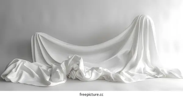 White draped fabric on a white background