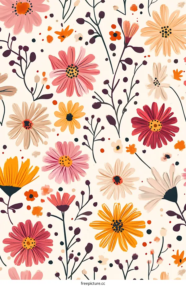 Colorful Floral Seamless Pattern Background
