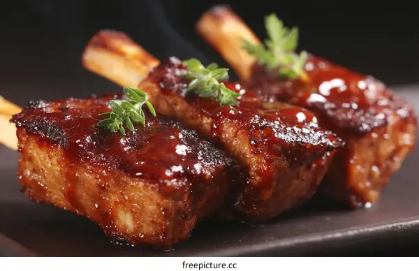 Delicious BBQ Ribs Close Up