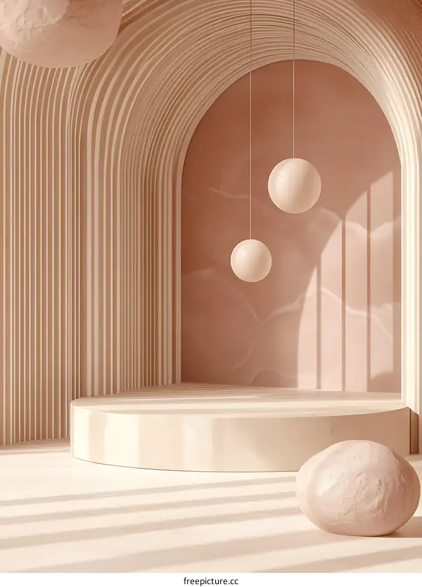 Minimalist 3D Render of Abstract Shapes and Geometric Forms