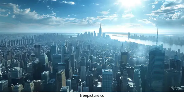 Aerial View of New York City Skyline