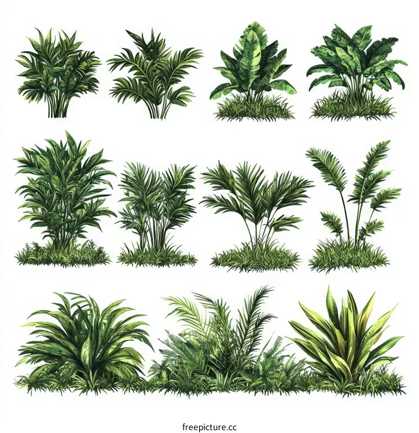 Collection of Tropical Plants Illustration