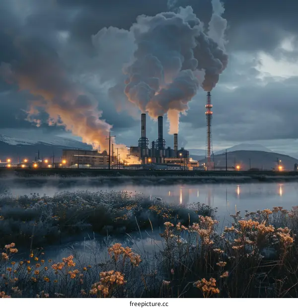 The factory is emitting a lot of smoke into the air