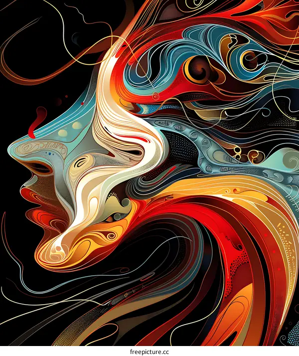 Abstract Colorful Face Digital Art