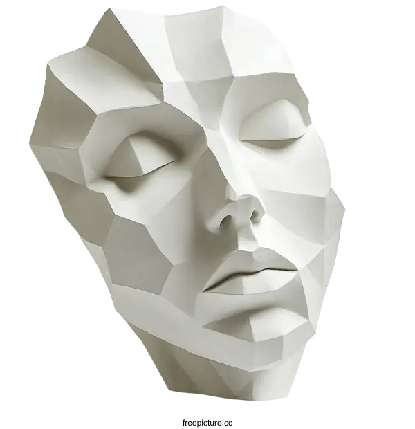 [Transparent Background PNG]Geometric Abstract Face Sculpture
