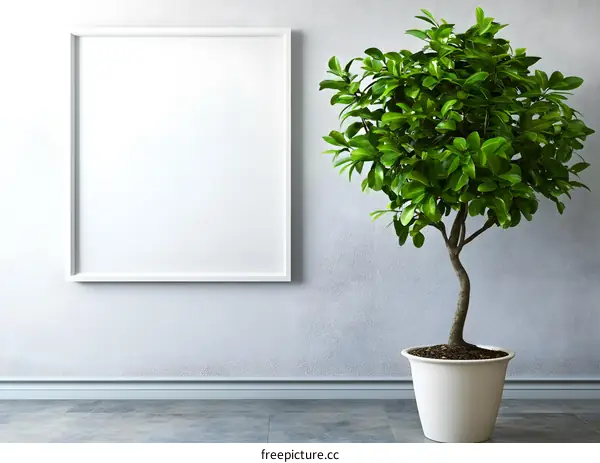 White Frame with Plant Mockup