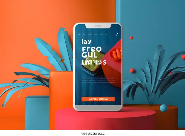3D Rendered Phone Mockup With Abstract Background