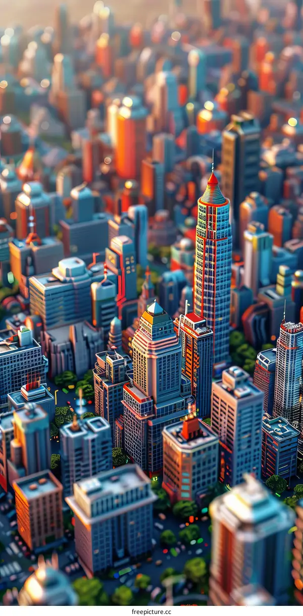 Towering Skyscrapers and Bustling Streets of a Metropolis