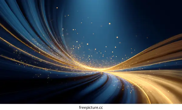 Abstract Gold and Blue Streamlines