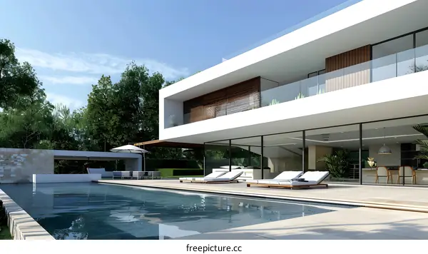 Modern Luxury Home Exterior Design with Swimming Pool