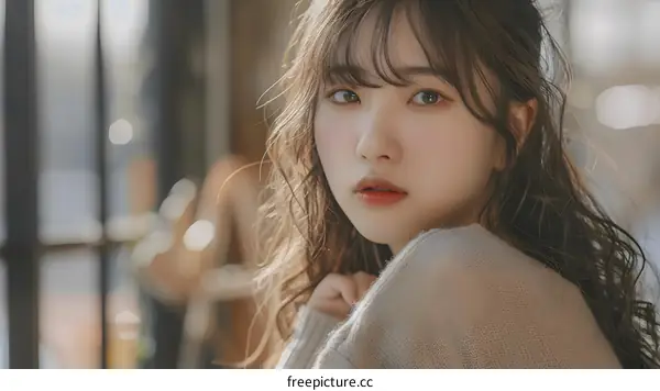 Young Asian Woman With Long Wavy Hair