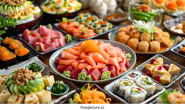 A variety of delicious Japanese food
