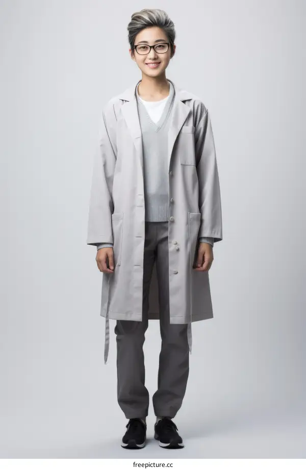 Asian female scientist wearing a lab coat