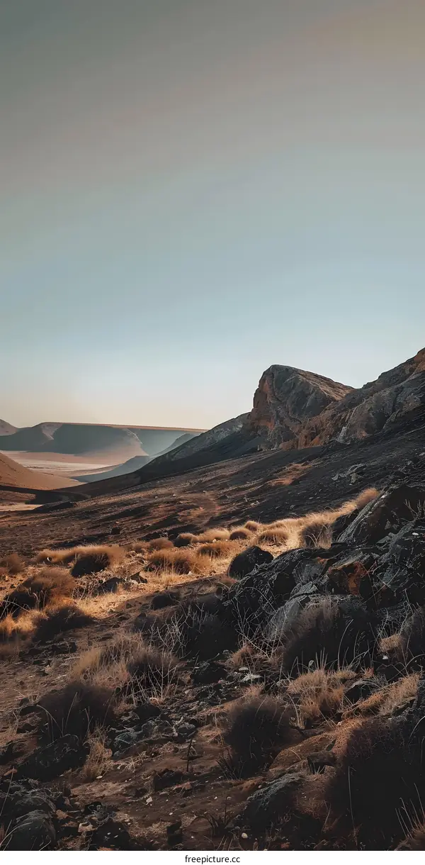 Dry Desert Landscape With Rocky Hills