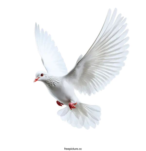 [Transparent Background PNG]White Dove in Flight Against a White Background