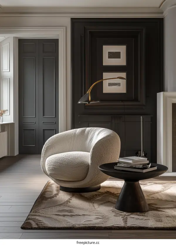 Dark and Stylish American Living Room