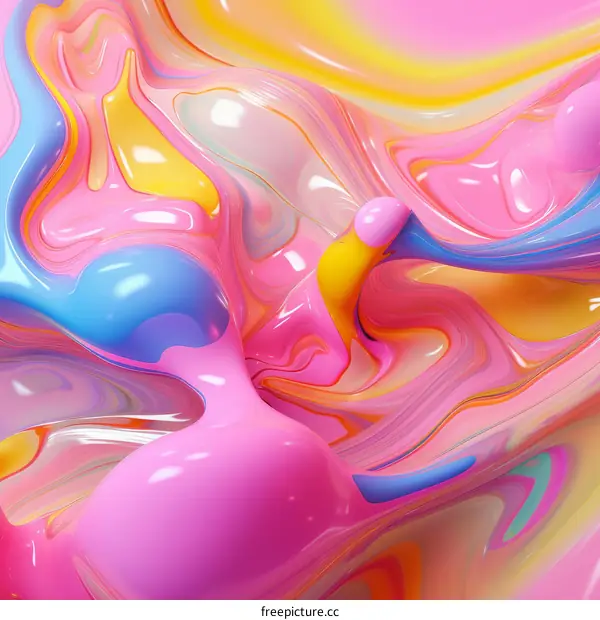 Abstract Fluid Art: Colorful 3D Rendering