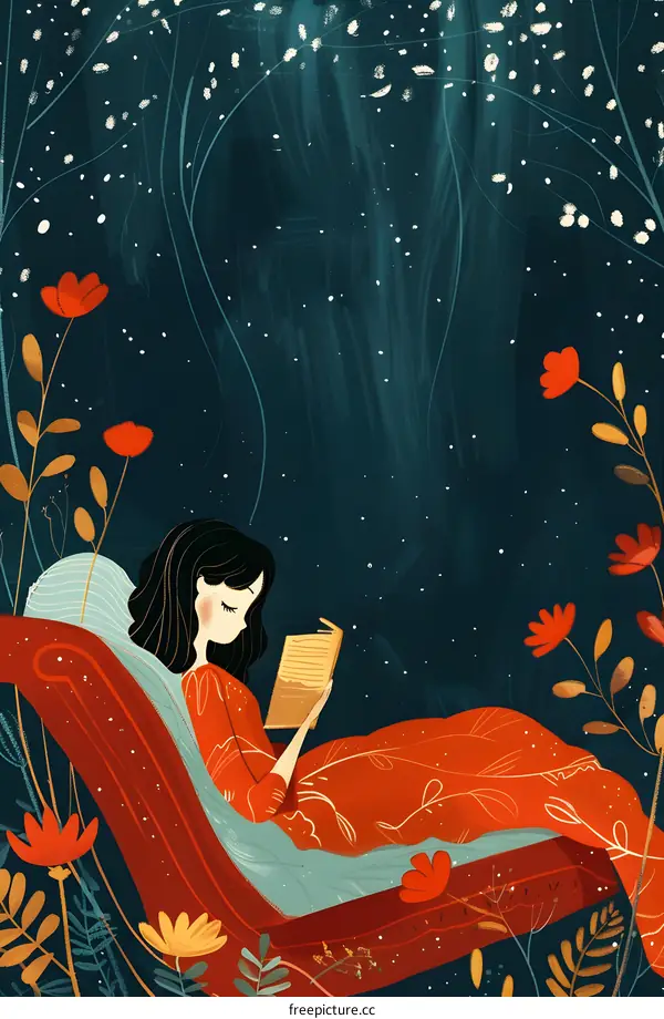 Girl Reading Book In The Garden