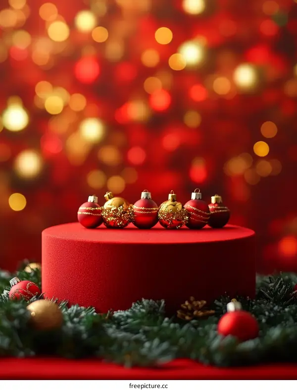 Christmas Red Velvet Cake with Decorations