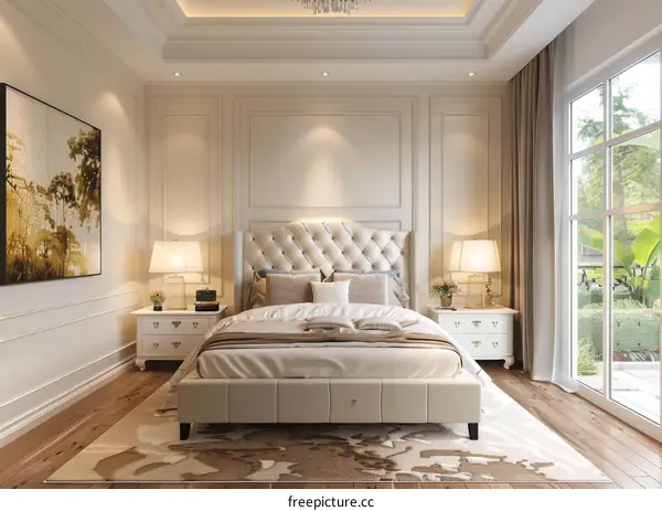 Cozy European Bedroom with Balcony and Natural Views