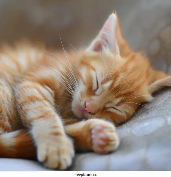 Cute Orange Kitten Sleeping