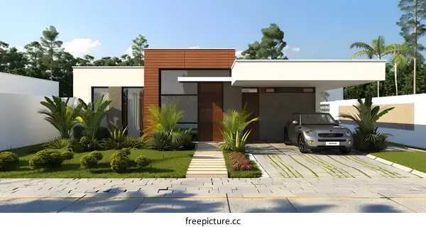 Modern Minimalist Home Design with Lush Greenery