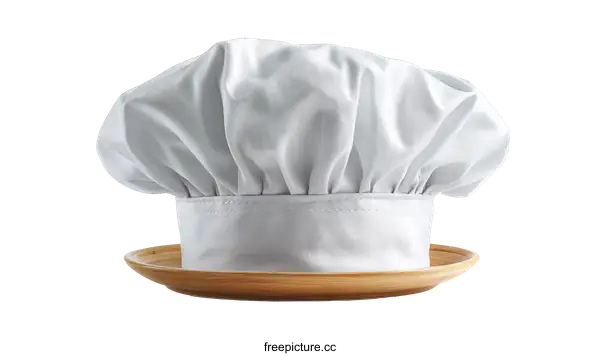 [Transparent Background PNG]White Chef Hat on a Wooden Plate