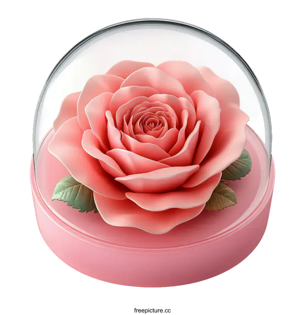 [Transparent Background PNG]Pink Rose in a Glass Dome