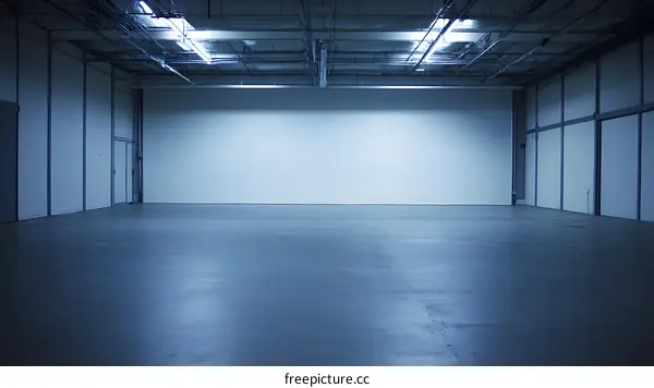Empty Industrial Warehouse Interior with Concrete Floor