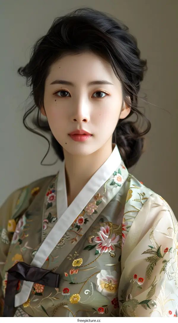 Portrait of a young woman in a hanbok