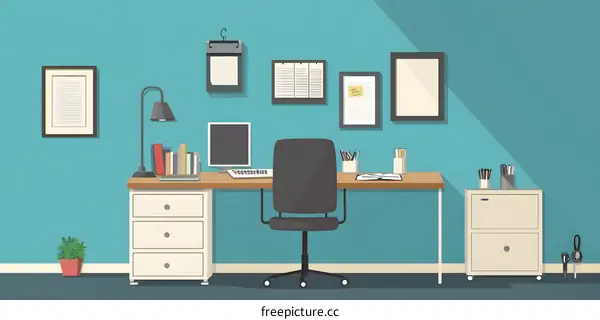 Modern Office Workspace with Desk and Chair