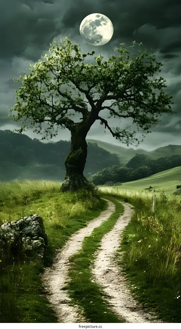 Moonlit Path Through the Green Valley