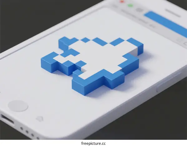 3D Rendered Pixel Art Character on Smartphone Screen