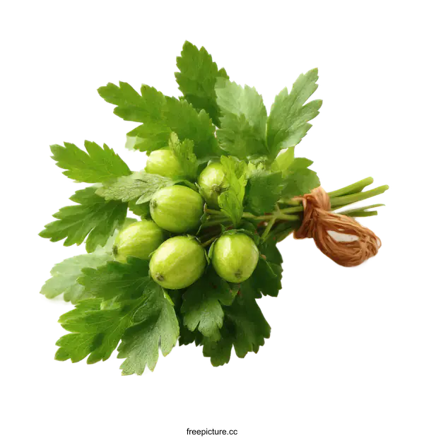 [Transparent Background PNG]Bunch of Fresh Green Berries with Leaves