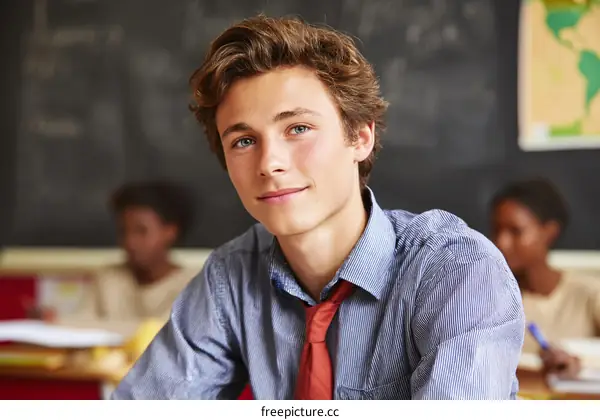 Teenage Boy in Classroom Setting