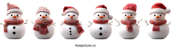 [Transparent Background PNG]Cute Christmas Snowmen Illustration Collection