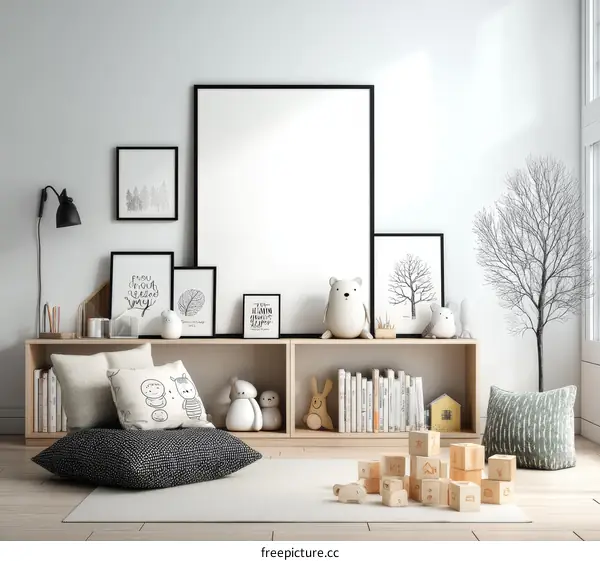 Cozy Nursery Room Decor with Artwork and Toys