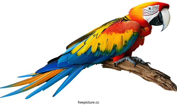 [Transparent Background PNG]Colorful Macaw Bird on Branch